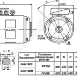 Габаритные размеры двигателеи&amp;#774; для привода лифтов габарита 180 мм. Монтажное исполнение IM3001, IM3002