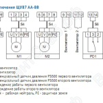 Схема подключения щита управления резервным вентилятором ЩУВ7