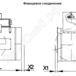 Вылет створок за корпус клапана КП-1 EI 90 круглого типа (Х1, Х2).
