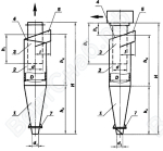 Циклон ЦН-15У без улитки(1) и с улиткой(2).